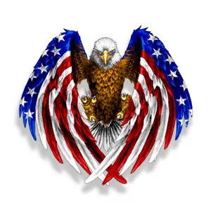 Bald Eagle USA American Flag Sticker Car Truck Laptop Window Decal Bumper Cooler - Picture 1 of 2