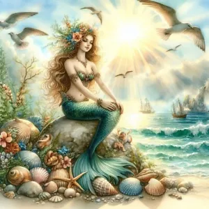 Vintage SIRENA DREAMS #1 - 8x8 Blocco di tessuto cotone cucito artigianale - Foto 1 di 1