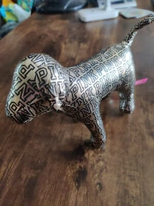 Victoria Secret PINK 6" Dog Metallic Silver w/ Black Letters Plush Ltd Ed Rare - Picture 1 of 7