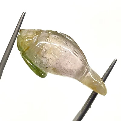 28.30 Cts Natural Tourmaline Carved Fish Bi Color Untreated Magnificent Gemstone - Image 1 of 4