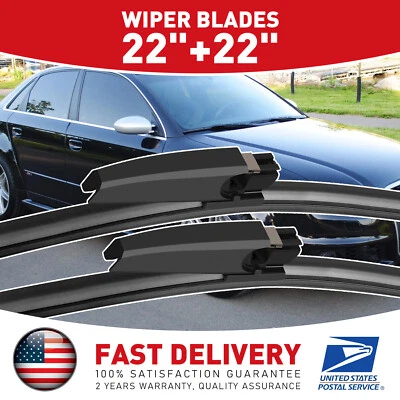 Par de limpiaparabrisas sin soporte 22"+22" aptos para Audi RS4 S4 2007-2008 Foto 1 de 4