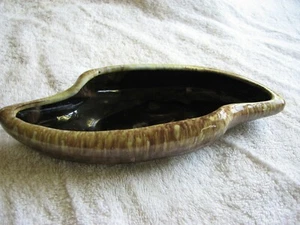 Brown drip curved planter dish Enesco redware Japan excellent - Picture 1 of 10