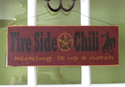 FIRE SIDE Chili FIVE ALARM Kicking it up a notch Sign Rustic Farmhouse Primitive - Image 1 of 4