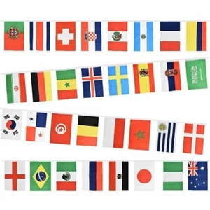 32 Random Countries International String Flags Bunting Banner 20cm x 28cm - Picture 1 of 1