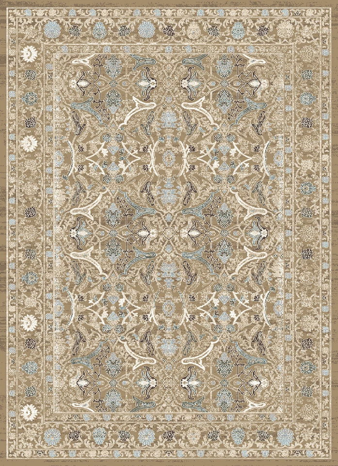 Beige Circles Branches Leaves Bordered Area Rug 3564 - Aprx 3' 3" x 4' 11" - Image 1 of 1