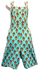 Nwt SACRED THREADS hippy floral rayon short OVERALLS ROMPER SHORTALL JUMPER M L - Picture 1 of 4