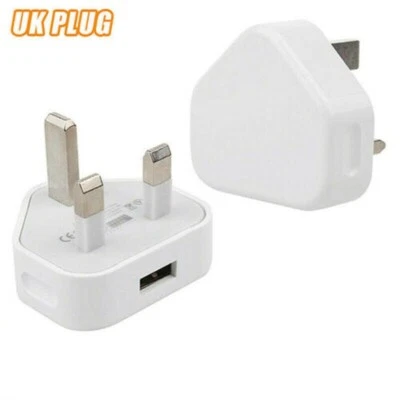UK Plug 3 Pin Single Port USB Charger 5V 1A Power Supply Adapter Mobile Phones - Image 1 of 4