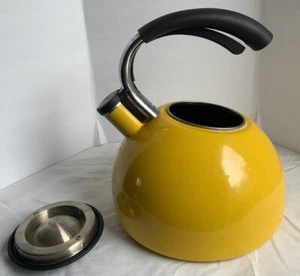Vtg COPCO Tea Kettle Wedding Bright Yellow MCM 2.5+qt Arched open ended handle - Picture 1 of 12