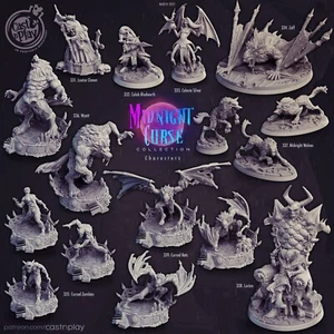 Complete Midnight Curse Collection Paintable Miniature Model 32mm scale Tabletop - Picture 1 of 11