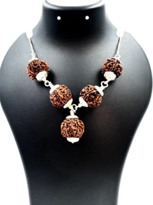 Colgante Rudraksha de plata de ley 925 Mukhi 5,6,7,8,9 con cadena de plata - Imagen 1 de 7