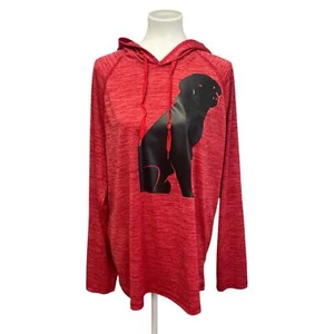 Hand Printed Upcycled XL Black Lab Dog Puppy Long Sleeve Athletic Hoodie Shirt - Picture 1 of 5