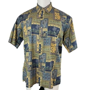 Tori Richard Hemd Herren Large Palm Trees Villages Collage Hawaii Aloha (677) - Bild 1 von 7