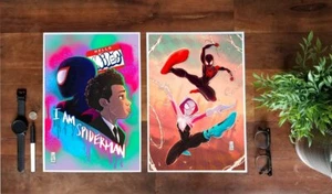 Spiderverse 2 Poster GIFT SET / Miles and Gwen Spider-Man Marvel Wall Art Print - Picture 1 of 7