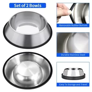 PET FOOD/WATER BOWL * 3 mm Stainless Steel * Non-Skid * Dog or Cat * 2 cup/16 oz - Picture 1 of 5