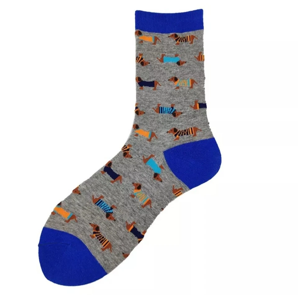 Cute Dachshund Novelty Sausage Dog GIFT Socks Blue christmas birthday present — 第 1/1 张图片