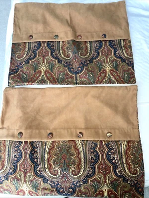 Par (2) Fundas de almohada Waverly marrón cachemira estándar con detalles de botones de microgamuza Foto 1 de 4