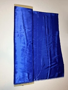 Blue Satin Fabric Uncut 1 1/2 Yards 58”x54” Craft Sewing Costume Purse Sewing - Picture 1 of 8
