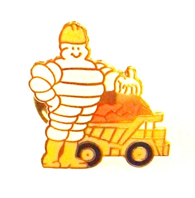 Michelin Man Tires Yellow Dump Truck Hard Hat Pin C6 - Image 1 of 3