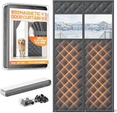 Magnetic Insulated Door Curtain Fits 36"x82" Doors - Thermal Door Cover for Wint - Image 1 of 4