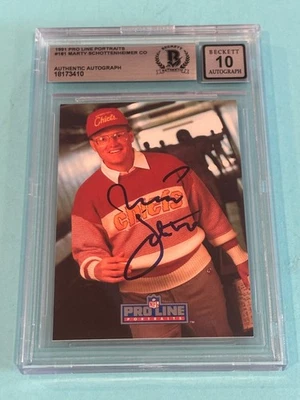 MARTY SCHOTTENHEIMER Signed 1991 PRO LINE PORTRAIT Card #181 Beckett BAS AUTO 10 - Image 1 of 2