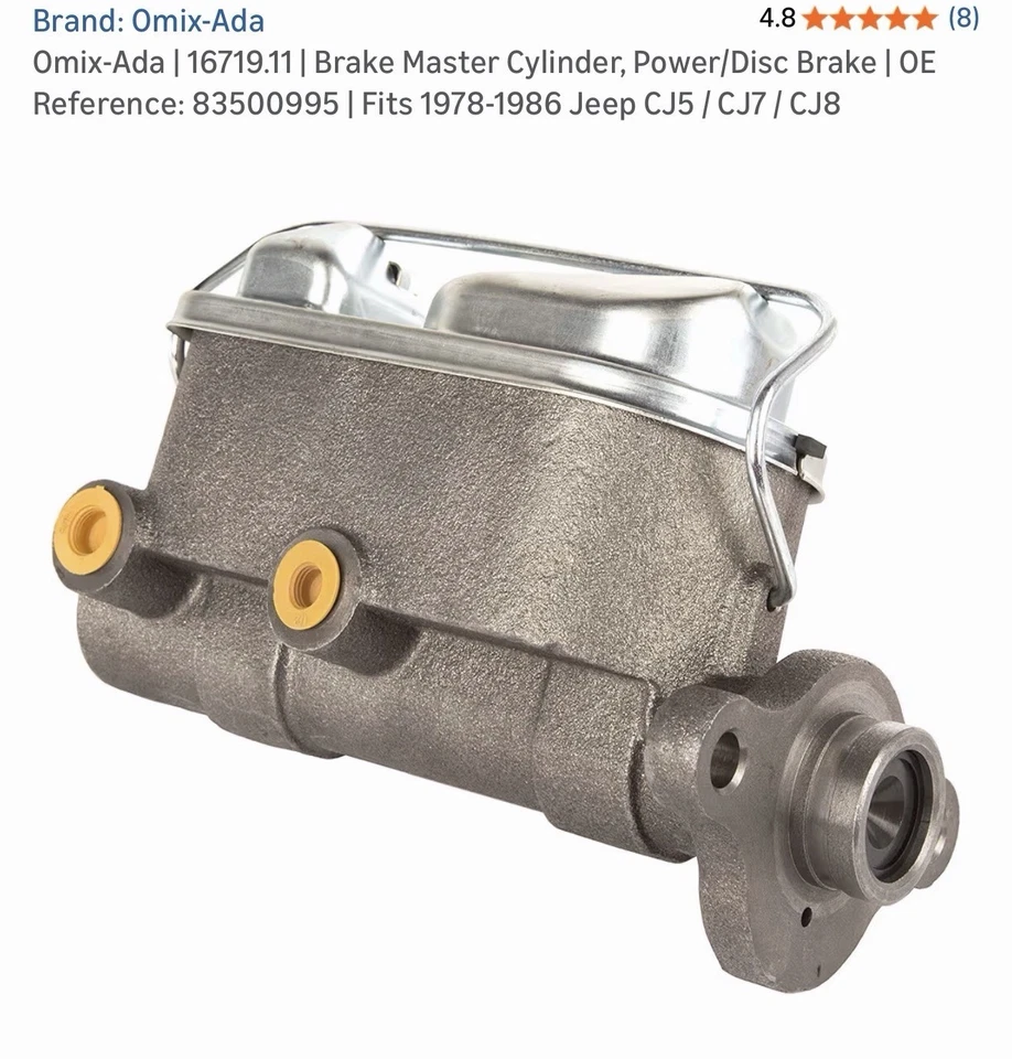 Cilindro maestro de freno | Referencia: 83500995 | Jeep CJ5 1978-86 / CJ7 / CJ8 Foto 1 de 1