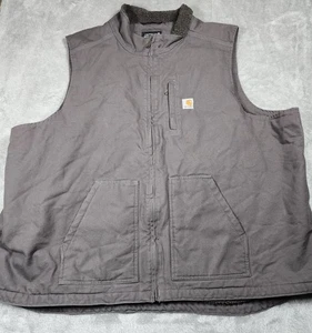 Carhartt Weste Herren 4XL Tall grau Loose Fit Sherpa gefüttert Washed Duck Zip 104277 - Bild 1 von 13