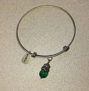 NEW W/O Tag Bella Ryann 1 Greenish Blue Gem Charm Bracelet Silver Adjustable - Picture 1 of 1