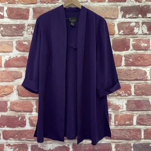 Vintage SL Fashions Jacket Womens 16W Purple Open Casual Career Blazer Topper - Picture 1 of 8