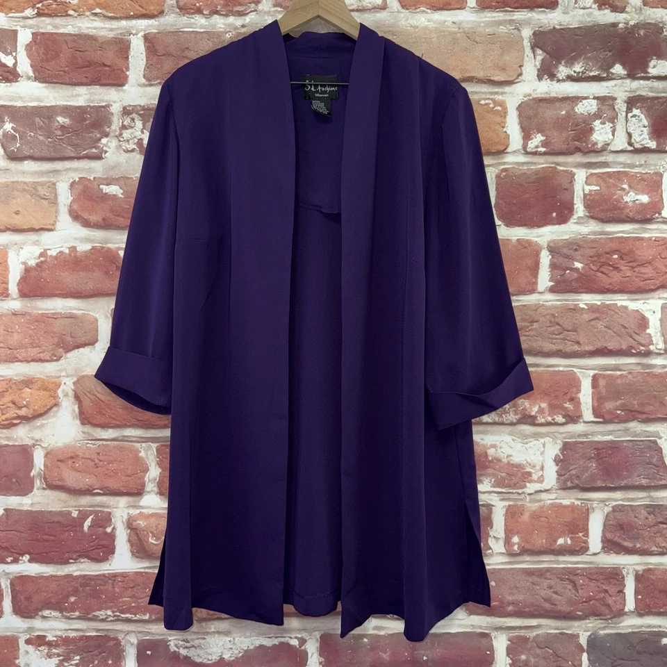 Vintage SL Fashions Jacket Womens 16W Purple Open Casual Career Blazer Topper - Image 1 of 4