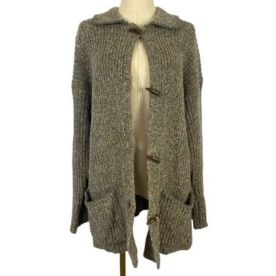 Cárdigan largo vintage Y2K Cassini mezcla de lana M gris grueso tejido cierre palanca Foto 1 de 4