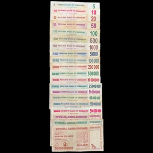 Simbabwe 20 Banknoten Inhaber & Agro Scheck Scheck Set Anleihe Milliarden Millionen Argo - Bild 1 von 24