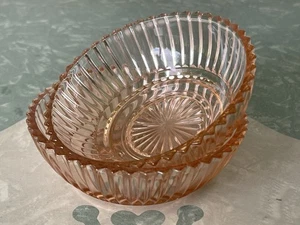 2 Anchor Hocking Pink Depression Glas Queen Mary Starburst Dessert Beeren Schalen - Bild 1 von 7