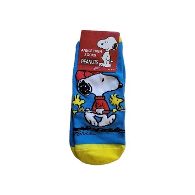 Calcetines hasta el tobillo Peanuts Snoopy & Woodstock talla 9-11 nuevos azules y amarillos  Foto 1 de 4