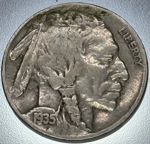 1935 Buffalo Nickel 5 Cent Münze X2 - Bild 1 von 4