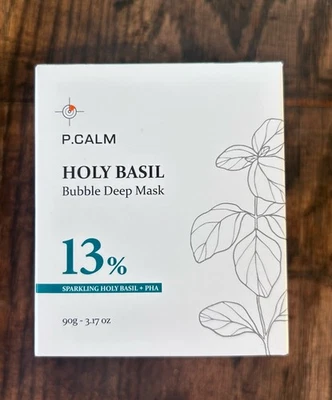 Máscara profunda burbuja de albahaca sagrada P.CALM albahaca sagrada brillante 3,17 oz Foto 1 de 4