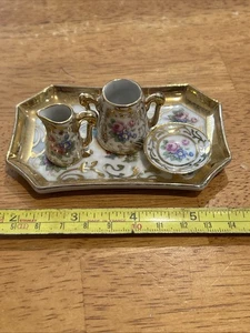 Antique Vintage Limoges Miniature Porcelain Partial Tea Coffee Set With Tray OC - Foto 1 di 14