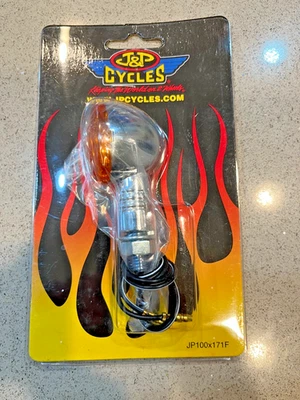 Conjunto de señal de giro ovalada mini J&P Cycles pieza # 3200295 delantero izquierdo/trasero derecho Foto 1 de 3