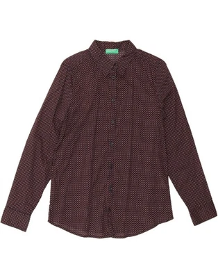 Camicia donna BENETTON UK 10 piccola blu navy cotone maculato BN03 - Immagine 1 di 3