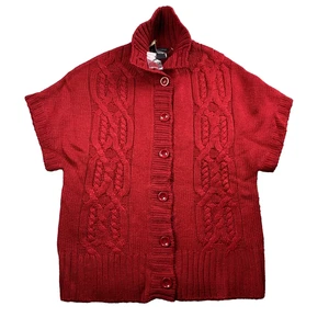 Lauren Hansen Size Large Burgundy Button Turtleneck Knit Wool Blend New S3 - Foto 1 di 16