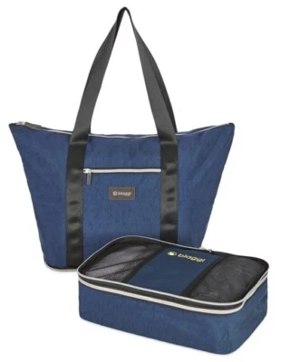 Biaggi Zipsak Boost! Tote Navy Blue Microfold Carry-On Expands to 15"x12"x8" NEW - Image 1 of 3