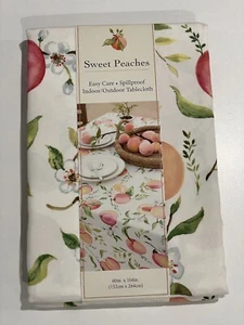 Benson Mils Sweet Peaches Spillproof Indoor/Outdoor Oblong Tablecloth 60”x 104” - Picture 1 of 8