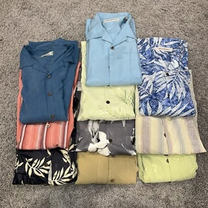 Lot of 10 Silk Hawaiian Tropical Tommy Bahama Button Down Casual Shirts Sz Large - Picture 1 of 6