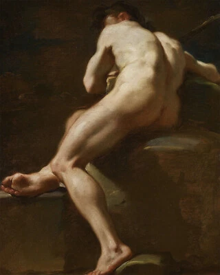 Antiguo estudio de un hombre desnudo reproducción de pintura impresión giclee en papel de bellas artes Foto 1 de 3