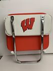 Vintage Red & White Vinyl Folding Stadium Bleacher Seat Boat Chair With Clamp