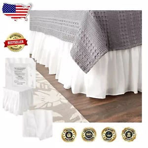 Romantic White Cotton Voile Bed Skirt - 15-Inch Drop Length Perfect for Any Bed - Picture 1 of 8