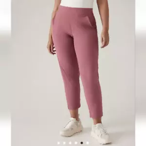 Athleta Brooklyn Ankle Berry Rose Pull On Pants Size 14 Midsize Athletic Casual - Picture 1 of 11
