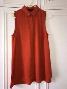 New look Orange sleeveless collared blouse - Picture 1 of 4