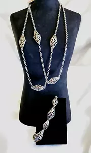Brighton "Deco Diamond Link" Long 40" Layering Necklace/Bracelet Set~Excellent! - Picture 1 of 4