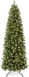 Prelit Pencil Christmas Tree, 7.5Ft Premium Artificial Tree, Realistic Lighted S - Picture 1 of 7