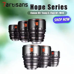 Lente de cine 7artisans 10 mm 16 mm 25 mm 35 mm 50 mm 85 mm T2.1 S35 HOPE para RF/X/E/M43  - Imagen 1 de 21